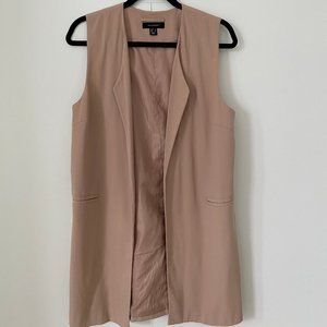 Tan Mid Length Blazer Vest